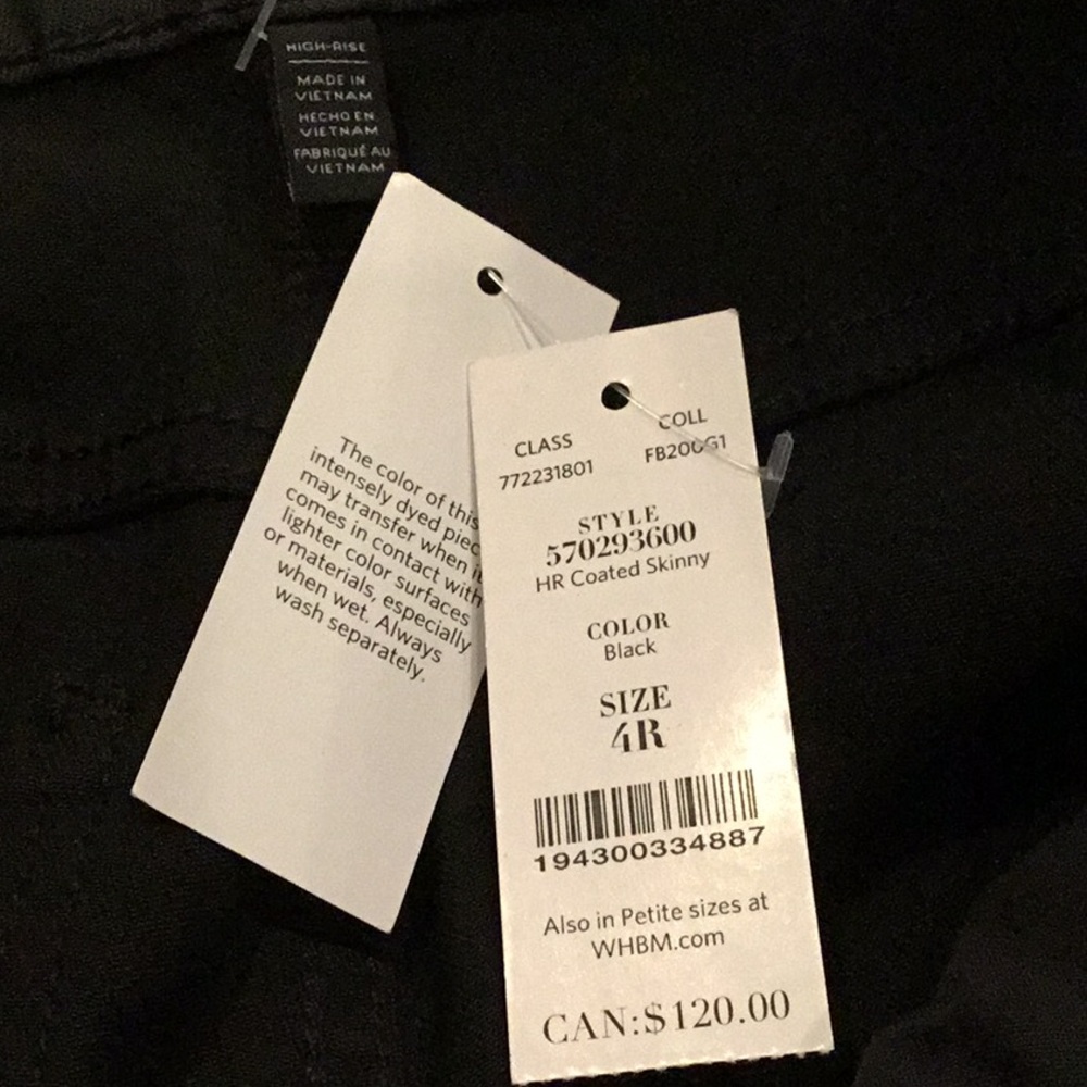 White House Black Market Black Coated High Rise Skinny Jeans - Picture 12 of 13